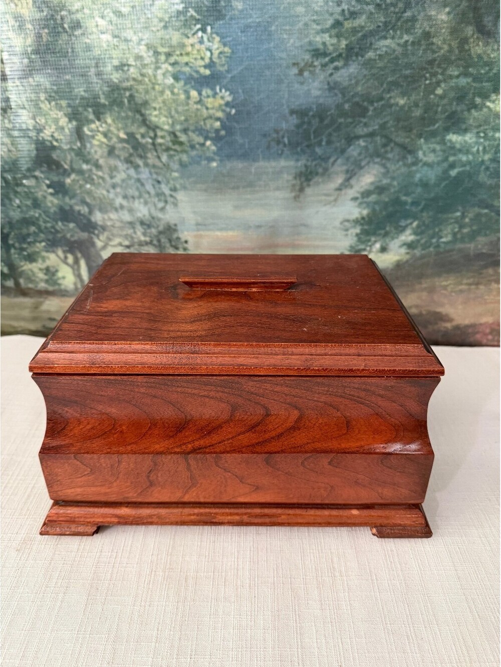 Wooden Lidded Organizer Box with Divided Interior